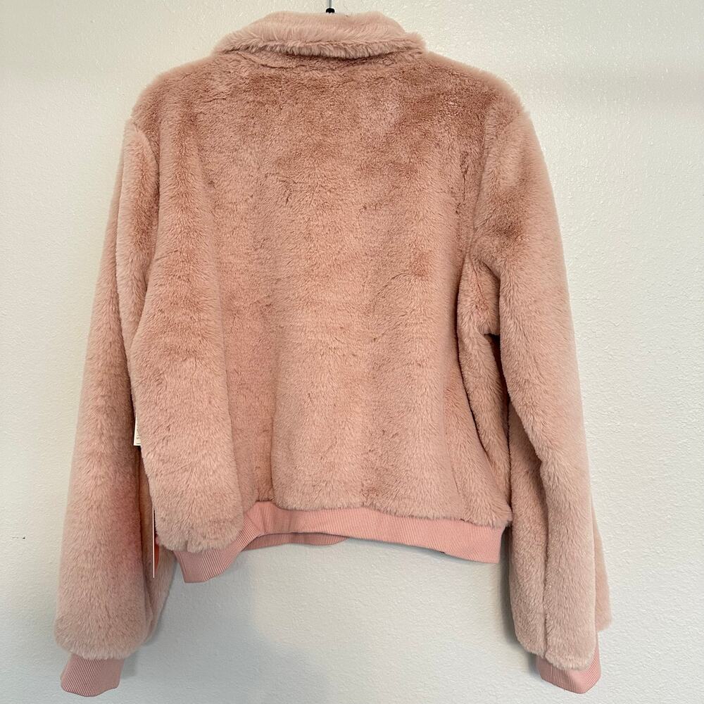 C’est Toi Blush Pink Faux Fur Quarter Zip Pullover Plus Size Sweater 1X - Picture 3 of 6